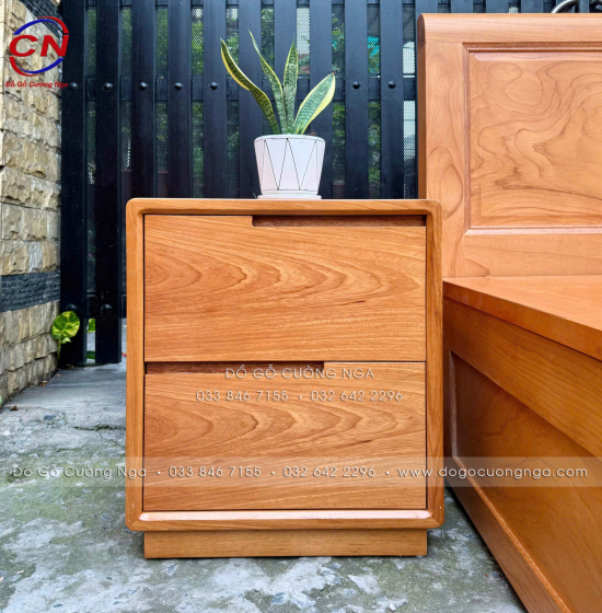 Tủ Tab Đầu Giường Gỗ Gõ Đỏ 2 Ngăn Kéo Đẹp
