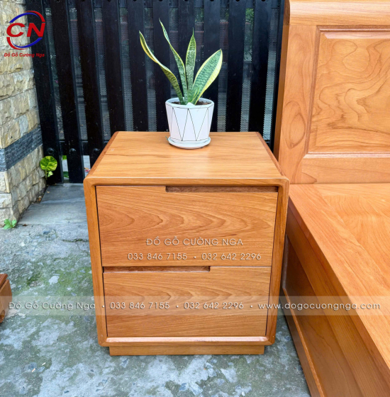Tủ Tab Đầu Giường Gỗ Gõ Đỏ 2 Ngăn Kéo Đẹp