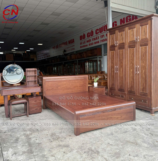 Giường Ngủ Gỗ Óc Chó Chỉ Hoa Phản Liền Cao Cấp