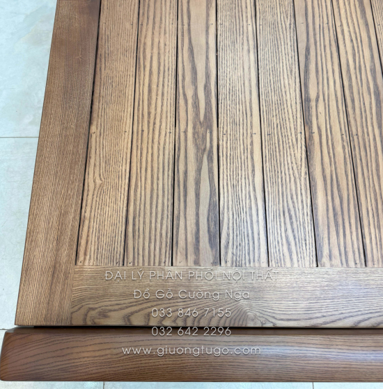 Combo Phòng Ngủ Gỗ Sồi Nga Lau Màu Óc Chó 4 Chi Tiết