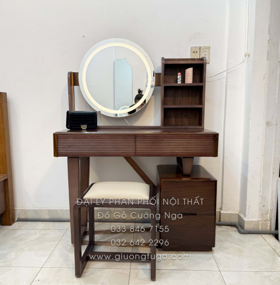 Combo Phòng Ngủ Gỗ Sồi Nga Lau Màu Óc Chó 4 Chi Tiết