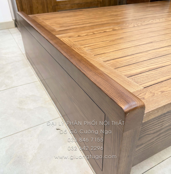 Combo Phòng Ngủ Gỗ Sồi Nga Lau Màu Óc Chó 4 Chi Tiết