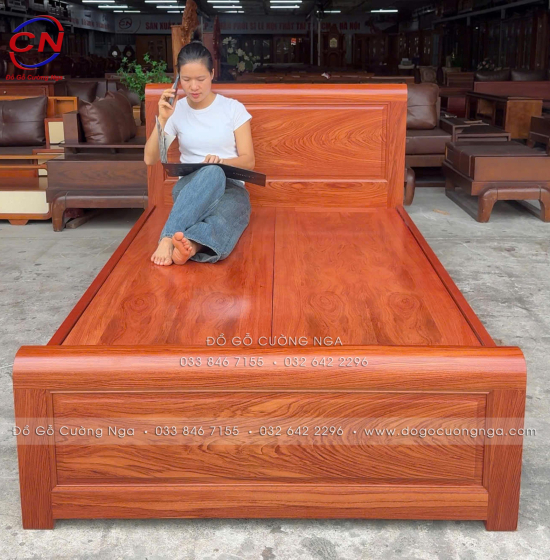 Giường Ngủ Gỗ Hương Đá Đơn 1m2 Đẹp Bền Chắc