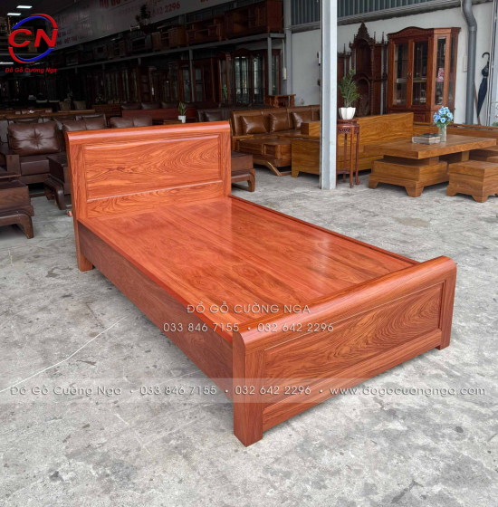 Giường Ngủ Gỗ Hương Đá Đơn 1m2 Đẹp Bền Chắc