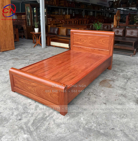 Giường Ngủ Gỗ Hương Đá Đơn 1m2 Đẹp Bền Chắc
