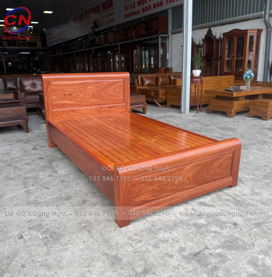 Giường Ngủ Gỗ Hương Đá Đơn 1m2 Đẹp Bền Chắc