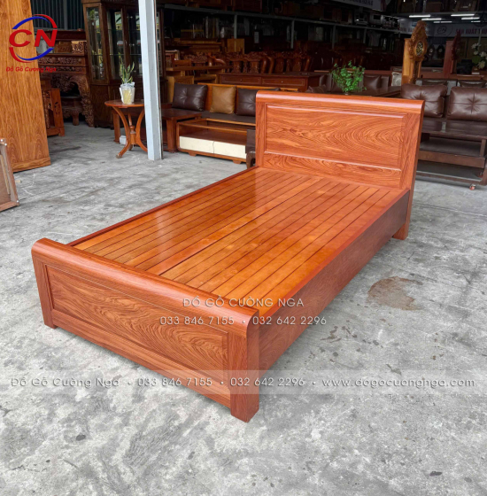 Giường Ngủ Gỗ Hương Đá Đơn 1m2 Đẹp Bền Chắc