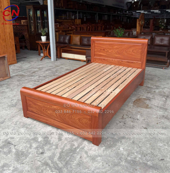 Giường Ngủ Gỗ Hương Đá Đơn 1m2 Đẹp Bền Chắc