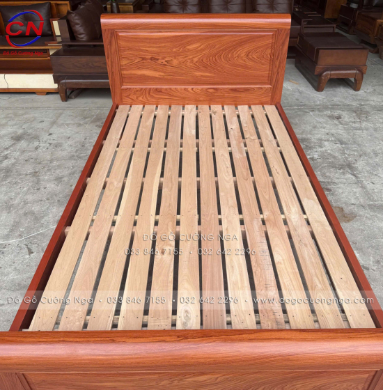 Giường Ngủ Gỗ Hương Đá Đơn 1m2 Đẹp Bền Chắc