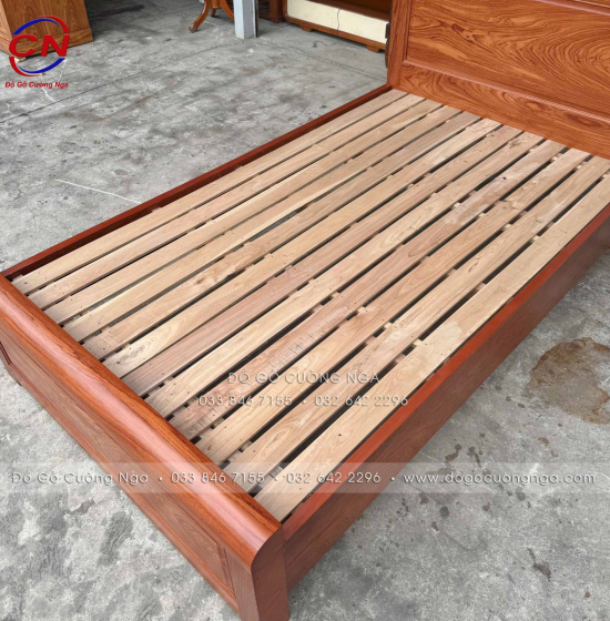 Giường Ngủ Gỗ Hương Đá Đơn 1m2 Đẹp Bền Chắc