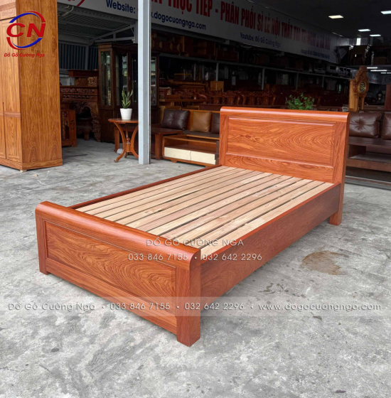 Giường Ngủ Gỗ Hương Đá Đơn 1m2 Đẹp Bền Chắc