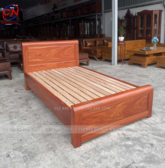 Giường Ngủ Gỗ Hương Đá Đơn 1m2 Đẹp Bền Chắc