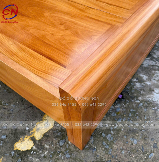 Giường Đơn Gỗ Gõ Đỏ 1m2 Mẫu Bắt Chỉ Đơn Giản Đẹp