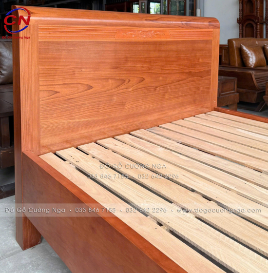 Giường ngủ gỗ xoan đào đơn 1m2 vạt nan – chắc chắn cho không gian nhỏ