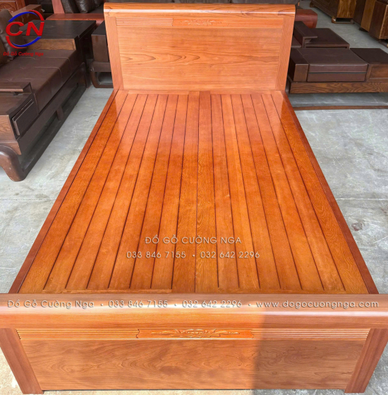 Giường Ngủ Gỗ Xoan Đào Phản Thưa 1m2 – Giường Đơn Chắc Chắn