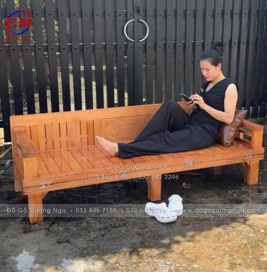 Giường Gấp Gỗ Sồi 1m6x2m Màu Cánh Gián Bền Đẹp 