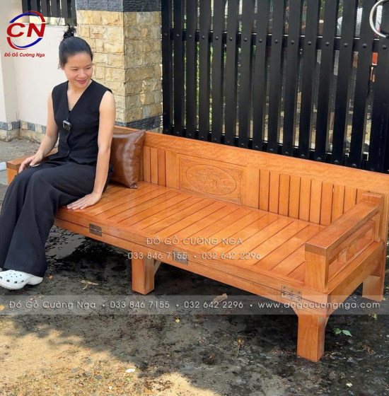 Giường Gấp Thành Ghế Gỗ Sồi 1m2x1m9 Màu Xoan Đẹp 