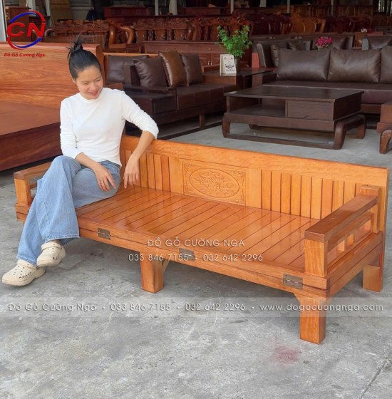 Giường Gấp Thành Ghế Gỗ Sồi 1m2x1m9 Màu Xoan Đẹp 