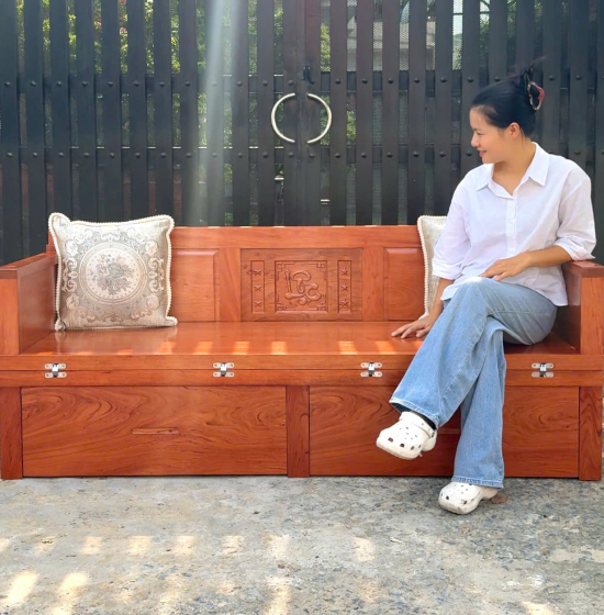 Giường Gấp Đa Năng Gỗ Hương Đá Chân Cao 2 Ngăn Kéo Tiện Lợi