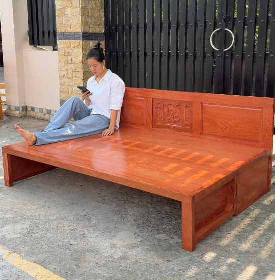 Giường Gấp Đa Năng Gỗ Hương Đá Chân Cao 2 Ngăn Kéo Tiện Lợi