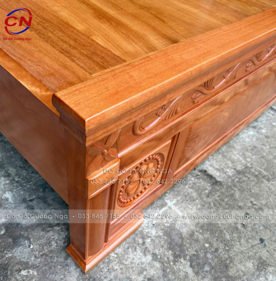 Giường gỗ đinh hương vạt lan - mẫu hoa lá tây 