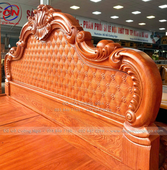 Giường Ngủ Gỗ Hương Đá Mẫu Trám 2 Ngăn Kéo Cao Cấp 