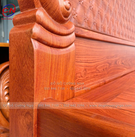 Giường Ngủ Gỗ Hương Đá Mẫu Trám 2 Ngăn Kéo Cao Cấp 