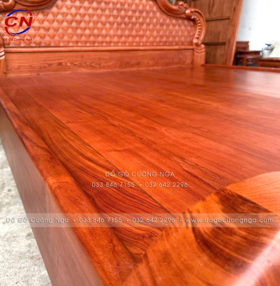 Giường Ngủ Gỗ Hương Đá Mẫu Trám 2 Ngăn Kéo Cao Cấp 