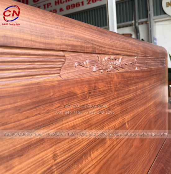 Giường Ngủ Gỗ Óc Chó Chỉ Hoa Phản Liền Cao Cấp