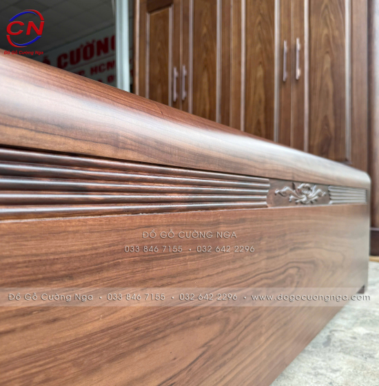 Giường Ngủ Gỗ Óc Chó Chỉ Hoa Phản Liền Cao Cấp