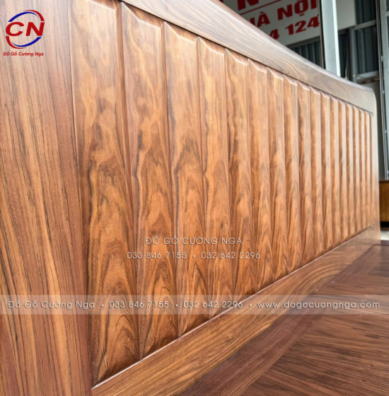Giường Ngủ Gỗ Óc Chó Kiểu Nhật Chân Thuyền Sang Trọng 