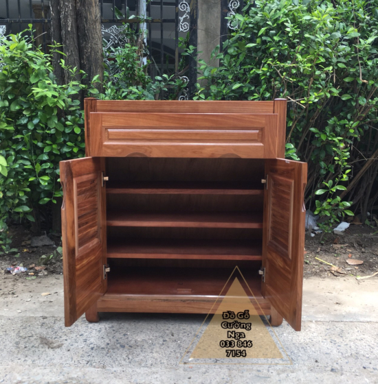 Tủ Giày Dép Gỗ Hương Xám 2 Cánh Hiện Đại TD 011