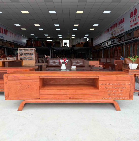 Kệ Tivi Gỗ Hương Đá Chân Xoắn Cao Cấp 1m8 - 2m - 2m2