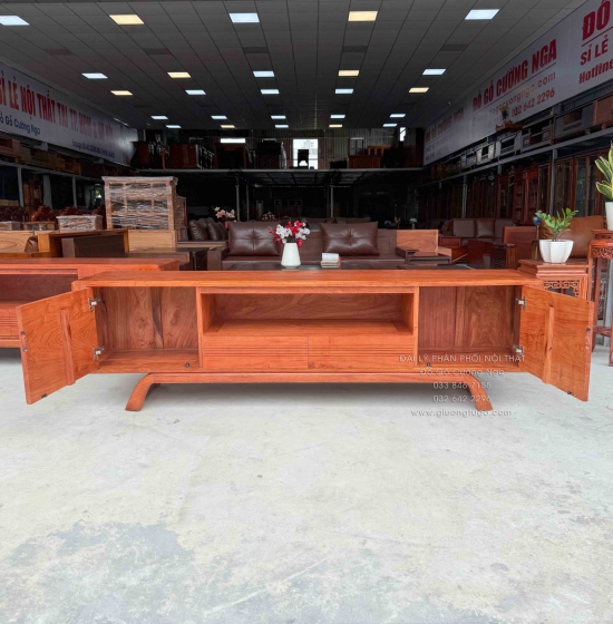 Kệ Tivi Gỗ Hương Đá Chân Xoắn Cao Cấp 1m8 - 2m - 2m2