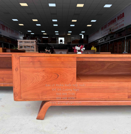 Kệ Tivi Gỗ Hương Đá Chân Xoắn Cao Cấp 1m8 - 2m - 2m2