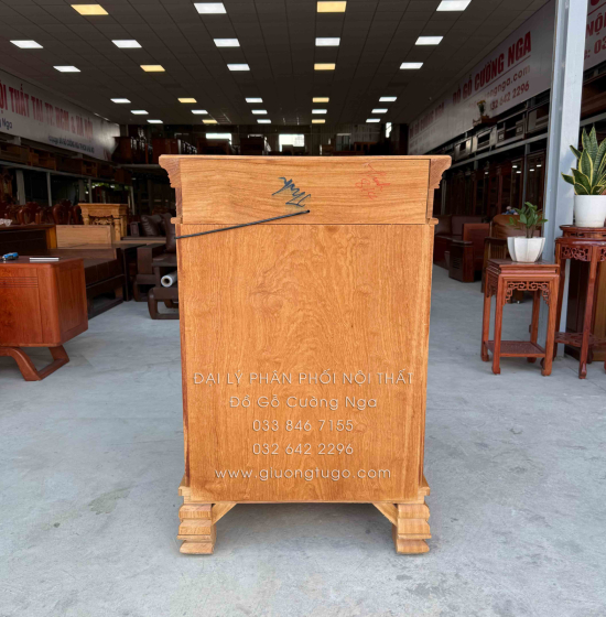 Bàn Thờ Ông Địa - Thần Tài Gỗ Gõ Đỏ Mẫu Tân Cổ Điển Cao Cấp