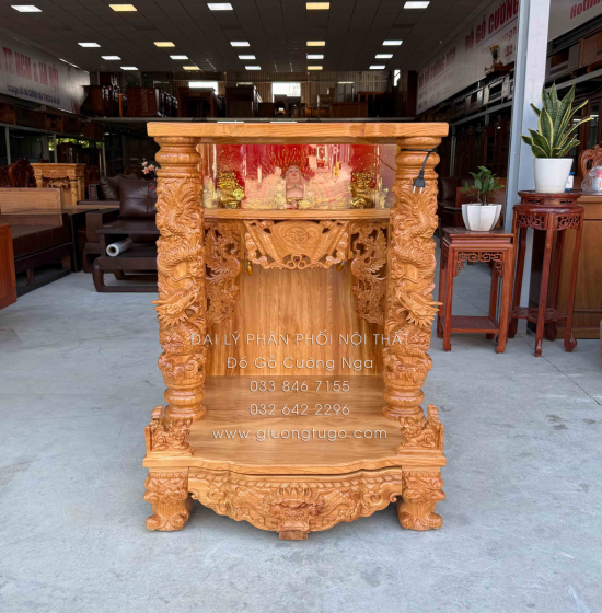 Bàn Thờ Thần Tài Gỗ Gõ Đỏ Víp BT 13.1