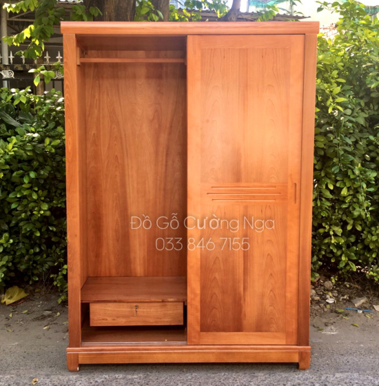 Tủ áo cửa lùa gỗ xoan đào 1m6 hiện đại 