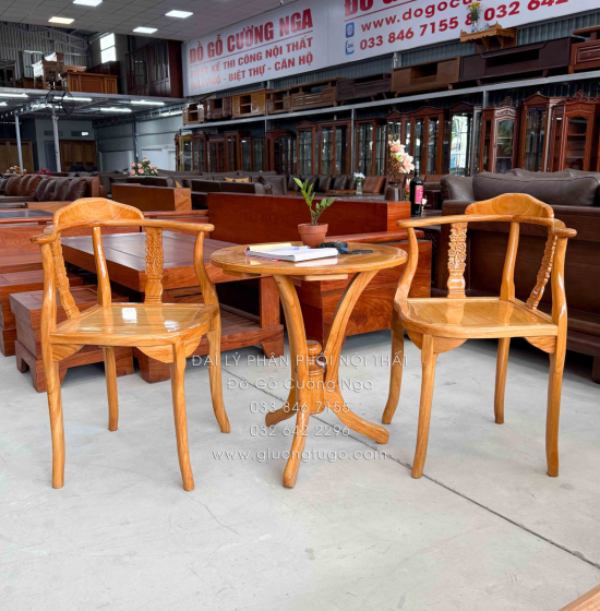 Bộ Bàn Trà 2 Ghế Gỗ Gõ Đỏ Cao Cấp 
