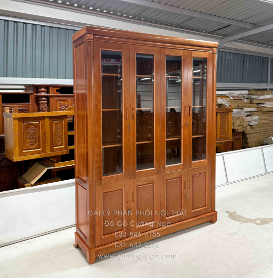 Tủ Sách Gỗ Xoan Đào 1m6 Cao Cấp Đẹp 