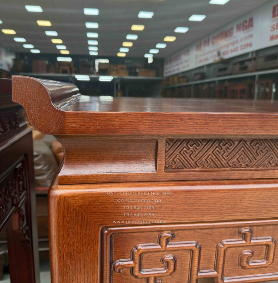 Bàn Thờ Án Gian Gỗ Sồi Mỹ 1m27 - Kèm Tủ Táp Tinh Tế Màu Óc Chó