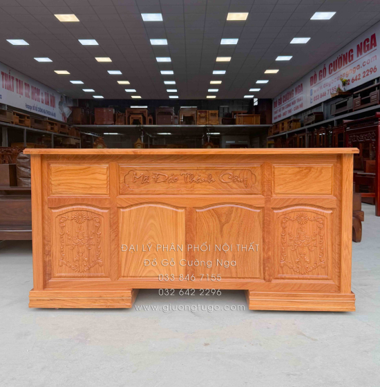 Bàn Làm Việc Giám Đốc Gỗ Gõ Đỏ 1m6 Chạm Mã Đáo Thành Công