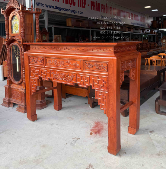 Bàn Thờ Gia Tiên Gỗ Hương Đá Cao Cấp Trạm Sen Bền Đẹp 