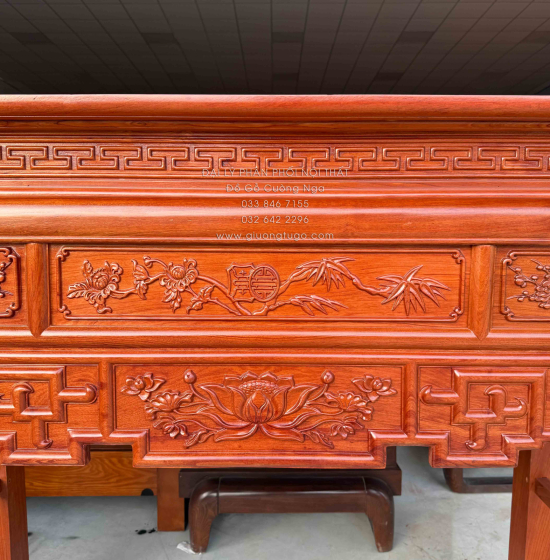 Bàn Thờ Gia Tiên Gỗ Hương Đá Cao Cấp Trạm Sen Bền Đẹp 