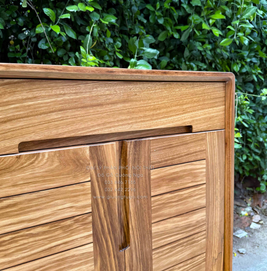 Tủ Giày Dép Gỗ Hương Xám 4 Cánh Chân Cao Hiện Đại