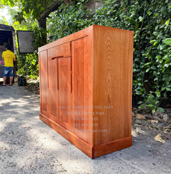 Tủ Để Giày Dép Gỗ Xoan Đào 4 Cánh Trơn Hiện Đại 1m2