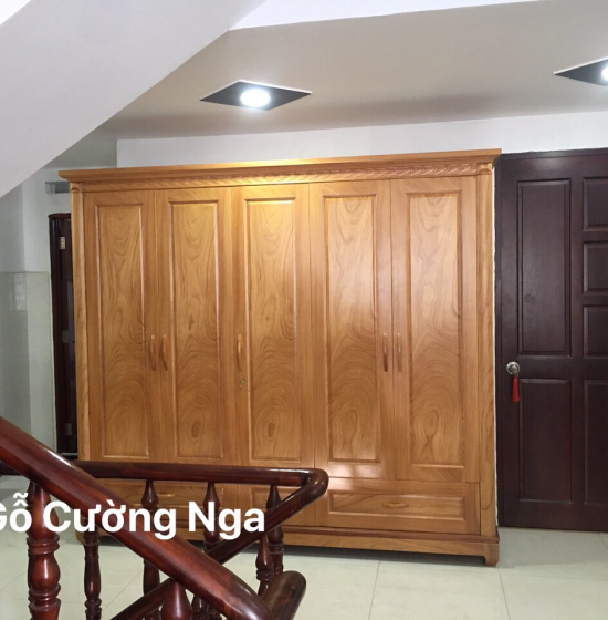 Tủ quần áo gỗ gxo đỏ 5 cánh 2m3