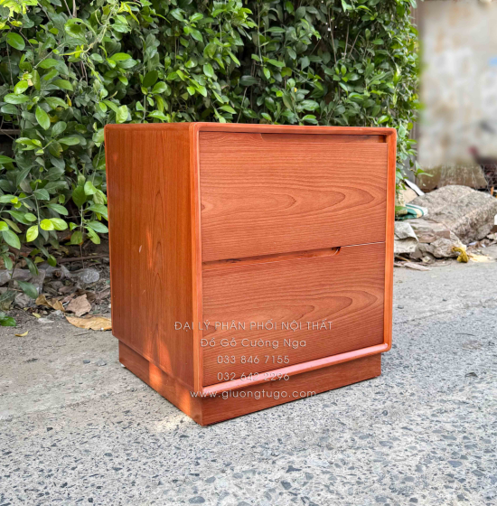 Tủ Táp Đầu Giường Gỗ Xoan Đào 2 Ngăn Kéo Sang Trọng