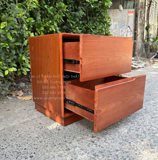 Tủ Táp Đầu Giường Gỗ Xoan Đào 2 Ngăn Kéo Sang Trọng