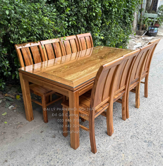 Bàn Ăn Gỗ Hương Xám 8 Ghế Đẹp Hiện Đại 